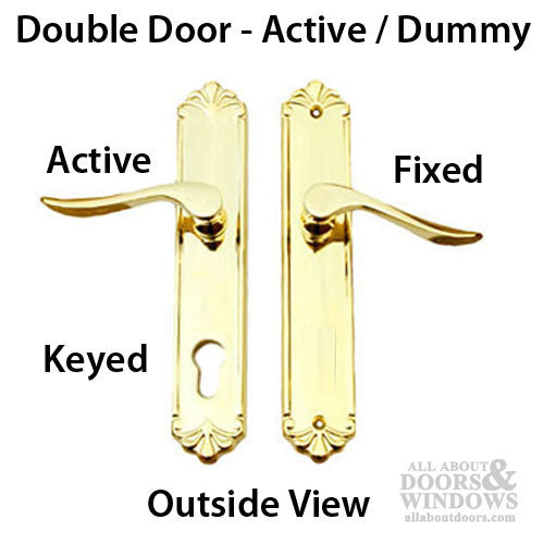 Euro Double Door Active Keyed / Fixed - PVD Polished Brass