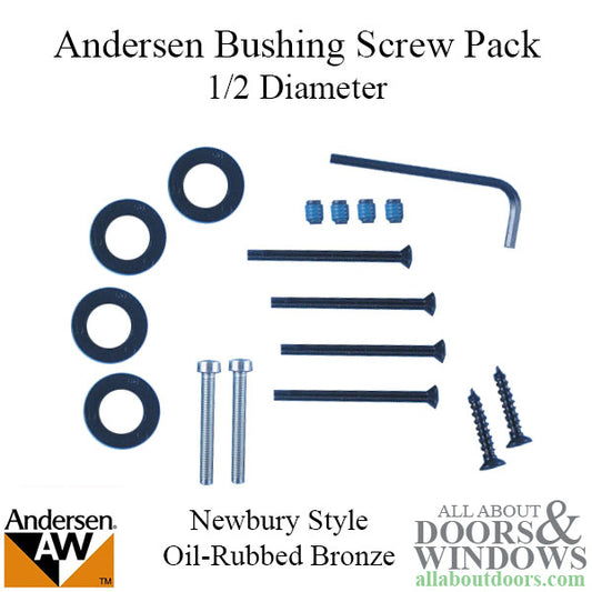 Bushing Screw Pack 1/2 Diameter. Handle, Andersen  Newbury Series - Oil Rubbed Bronze / Black