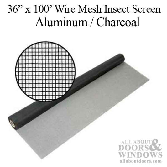 36" x 100' Aluminum Window Insect Screen Wire Mesh - Charcoal