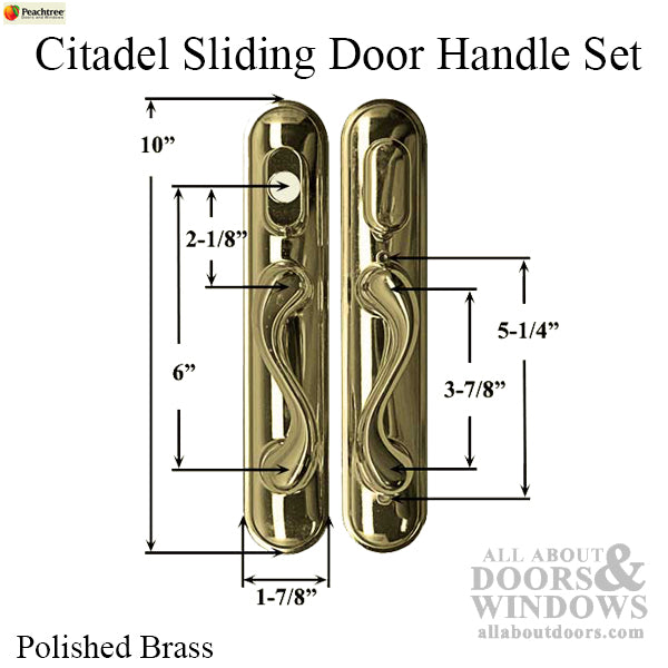 Peachtree Citadel IPD Slider Standard Handleset used with 2 Point Multi-Point Lock Polished Brass - Peachtree Citadel IPD Slider Standard Handleset used with 2 Point Multi-Point Lock Polished Brass