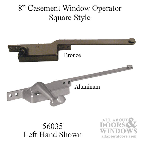 Casement Window Operator, 8'' arm, Left Hand, Square Body, Steel Casement - Choose Color - Casement Window Operator, 8'' arm, Left Hand, Square Body, Steel Casement - Choose Color