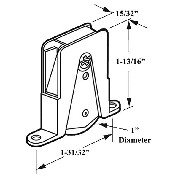 Adjustable Bottom Roller Assembly with 1 Inch Wheel for Sliding Screen Door - Choose Wheel Material - Adjustable Bottom Roller Assembly with 1 Inch Wheel for Sliding Screen Door - Choose Wheel Material