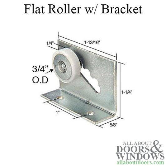 Shower door roller: 3/4 Flat Wheel w/ Bracket