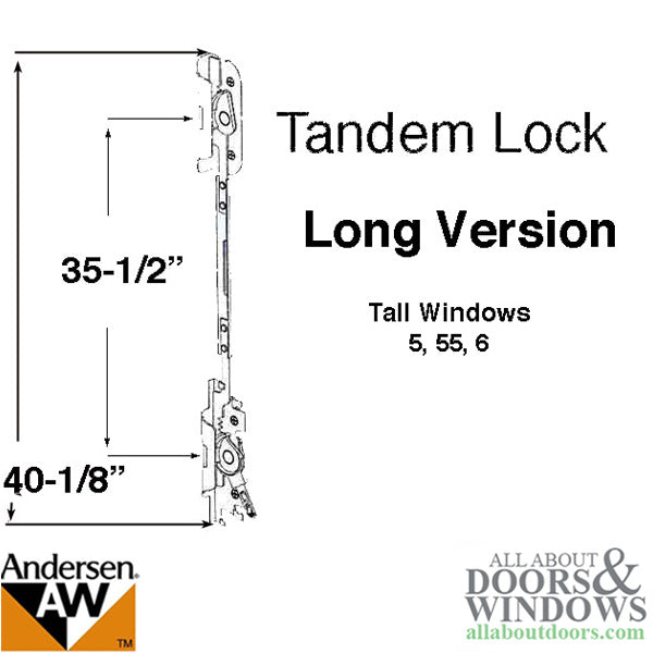 Andersen Window Long Tandem Replacement Lock, Long/Flush mount, Right Hand - Andersen Window Long Tandem Replacement Lock, Long/Flush mount, Right Hand