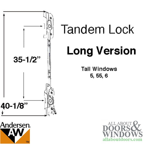 Andersen Window Long Tandem Replacement Lock, Long/Flush mount, Right Hand - Andersen Window Long Tandem Replacement Lock, Long/Flush mount, Right Hand