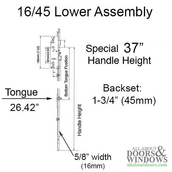 Hoppe 16mm Manual Tongue 45/92 Gear, 37