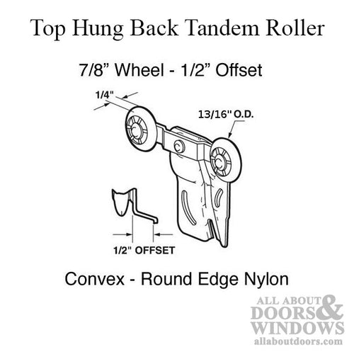 2 wheel, 13/16 dia., 1/2 Offset - Back Tandem Roller - 2 wheel, 13/16 dia., 1/2 Offset - Back Tandem Roller