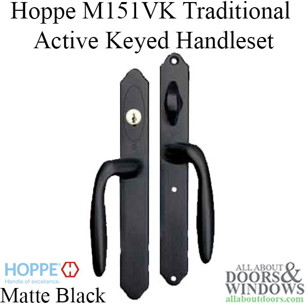 HOPPE HLS 9000 Sliding Door Handle Set Verona Lever Active Keyed Matte Black - HOPPE HLS 9000 Sliding Door Handle Set Verona Lever Active Keyed Matte Black