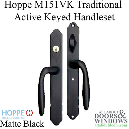 HOPPE HLS 9000 Sliding Door Handle Set Verona Lever Active Keyed Matte Black - HOPPE HLS 9000 Sliding Door Handle Set Verona Lever Active Keyed Matte Black