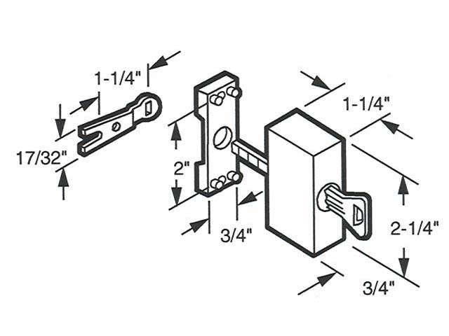 Keyed Locking Unit, Sliding Patio Door, Diecast - Zinc - Keyed Locking Unit, Sliding Patio Door, Diecast - Zinc