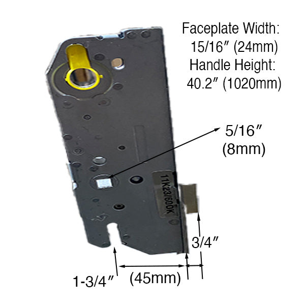 Hoppe 24mm Key Operated Multipoint Lock, 1-3/4