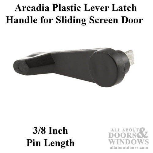 2 Inch Arcadia Plastic Lever Latch Handle for Sliding Patio Door - Black - 2 Inch Arcadia Plastic Lever Latch Handle for Sliding Patio Door - Black