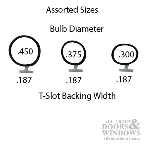 Hollow bulb  .187 T-slot Backing, .450 Bulb, Slide-in type - Black - Hollow bulb  .187 T-slot Backing, .450 Bulb, Slide-in type - Black