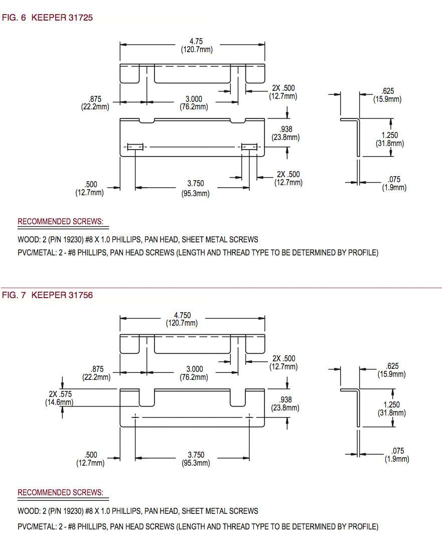 Auxiliary Strike Plate, Foot Bolt Keeper, Truth 1 Hole Offset - Choose Color - Auxiliary Strike Plate, Foot Bolt Keeper, Truth 1 Hole Offset - Choose Color