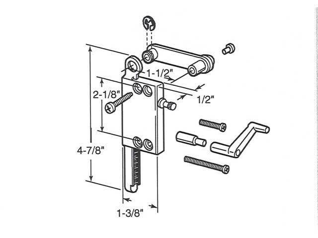 Operator, Jalousie / Louver, 2-1/8 inch hole c- c - Operator, Jalousie / Louver, 2-1/8 inch hole c- c