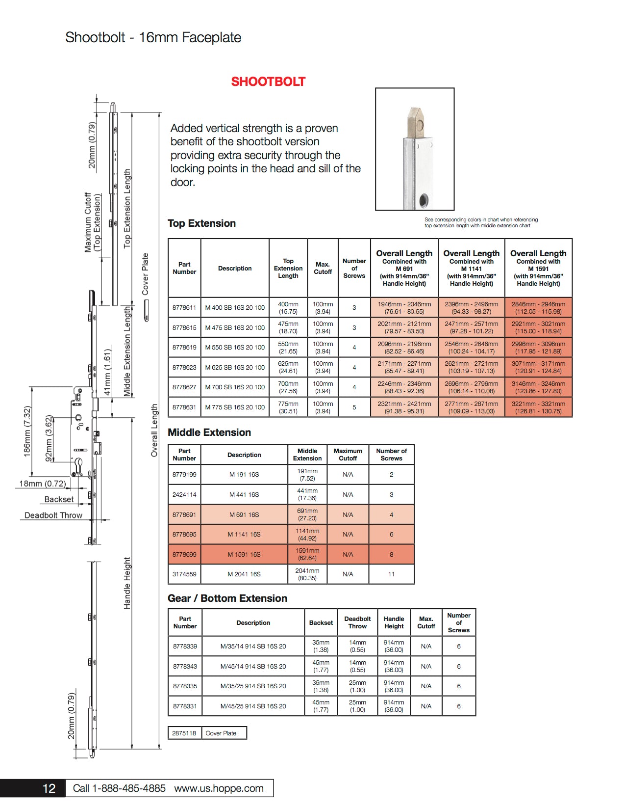 16mm Hoppe Manual Gear, 35/92 Shootbolt, 1