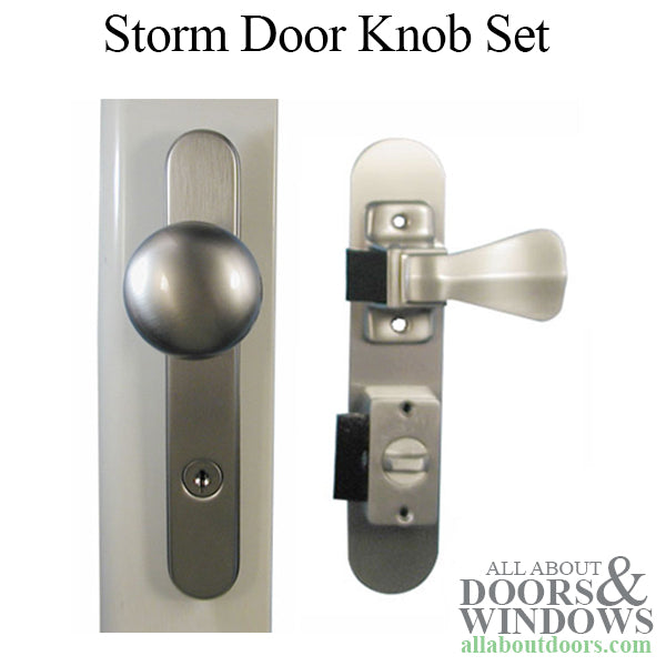 Storm Door Knob Set  Keyed Deadbolt - Below Handle  - Satin Nickel - Storm Door Knob Set  Keyed Deadbolt - Below Handle  - Satin Nickel