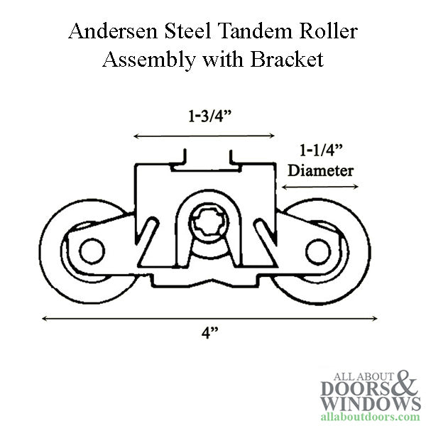 Andersen Perma-Shield Gliding Door - Steel Tandem Roller Assembly w/ Bracket (1982 - present) - Andersen Perma-Shield Gliding Door - Steel Tandem Roller Assembly w/ Bracket (1982 - present)