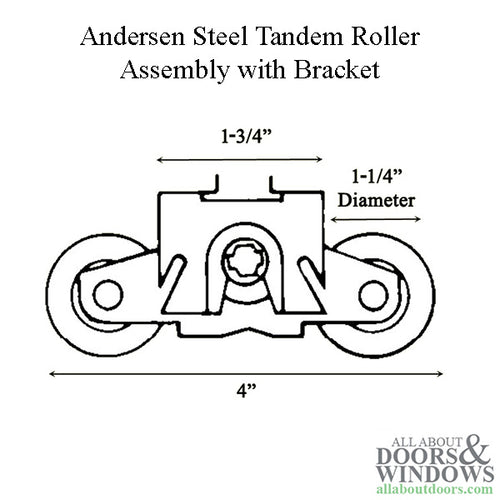 Andersen Perma-Shield Gliding Door - Steel Tandem Roller Assembly w/ Bracket (1982 - present) - Andersen Perma-Shield Gliding Door - Steel Tandem Roller Assembly w/ Bracket (1982 - present)