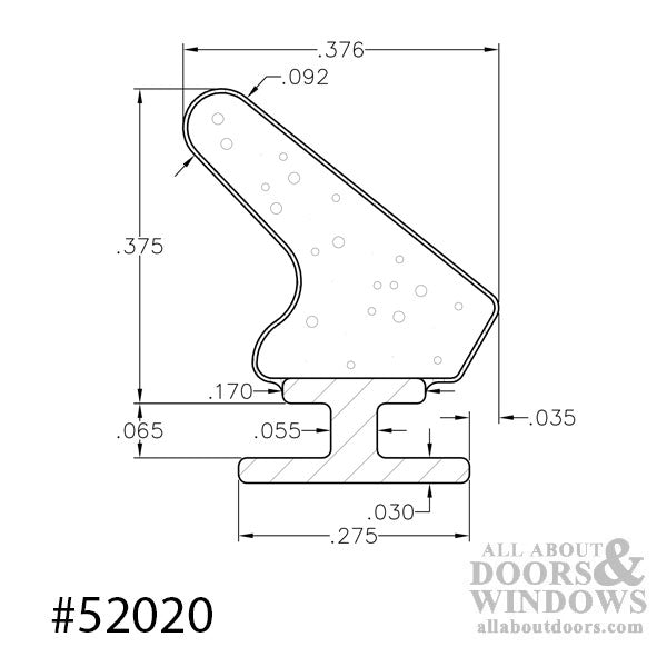 .275 T-Slot Backing, .375 Foam Seal Weather Stripping - .275 T-Slot Backing, .375 Foam Seal Weather Stripping