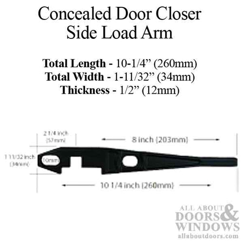 Side Load Arm, Overhead Concealed Door Closer - Side Load Arm, Overhead Concealed Door Closer