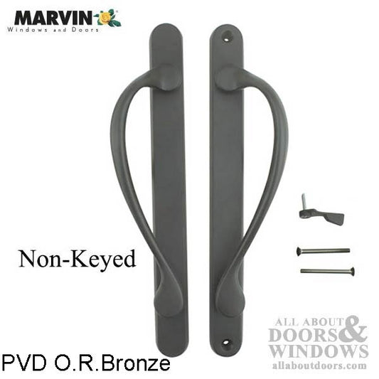 Marvin Active Non-Keyed, Narrow Sliding Door Handle, Center Thumb - PVD Oil Rubbed Bronze