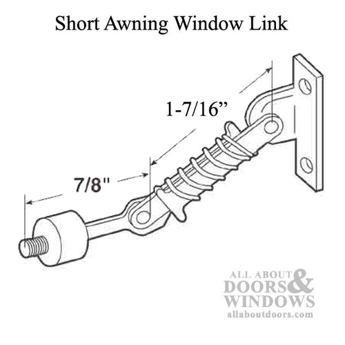 Awning Window Link, Spring Loaded with Twist Cap, Long  1-7/16