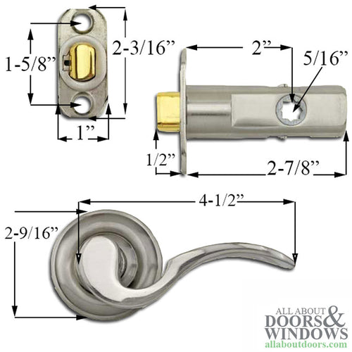 Blemished Curved Lever Passage Hardware Kit with 2 Inch Backset - Brushed/Satin Nickel - Blemished Curved Lever Passage Hardware Kit with 2 Inch Backset - Brushed/Satin Nickel