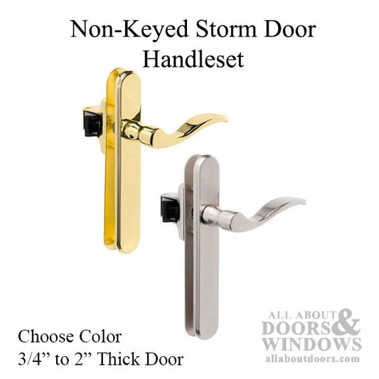 Storm Door Lever Handle Set, Non-Keyed - Nickel or  Polished Brass