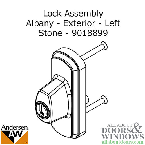 Andersen Frenchwood Gliding Doors - Lock Assembly - Albany - Exterior - Left - Stone - Andersen Frenchwood Gliding Doors - Lock Assembly - Albany - Exterior - Left - Stone