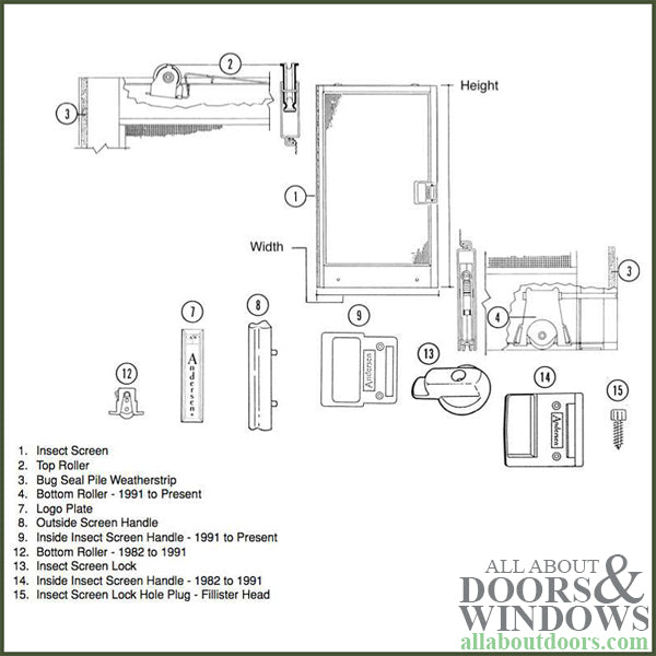 Andersen Screen Door Latch / Lock - Stone - Andersen Screen Door Latch / Lock - Stone