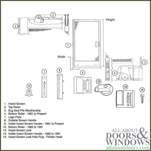 Andersen Screen Door Latch / Lock - Stone - Andersen Screen Door Latch / Lock - Stone