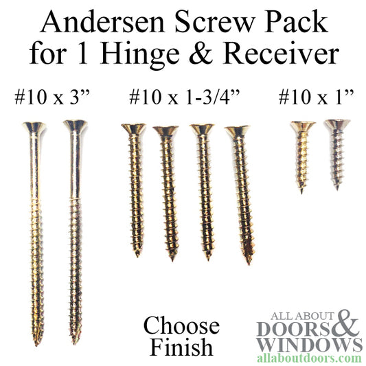 Andersen Single Hinge Screw Package, Frenchwood Hinged Door - Choose Color
