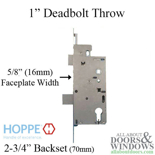 Hoppe Mortise Lock, 16mm, 70/92 Single Point Lock (SPL) 1" Deadbolt, New Style Rotation Limiter