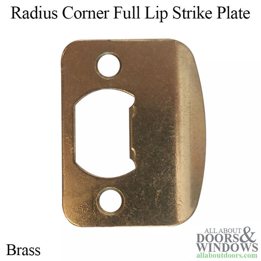 2-1/4" Radius Corner Full Lip Strike Plate - Brass