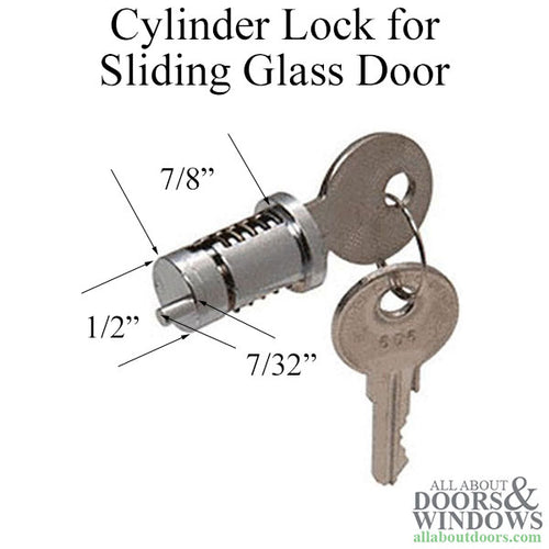 Sliding Door Keyed Cylinder Lock 1-1/8