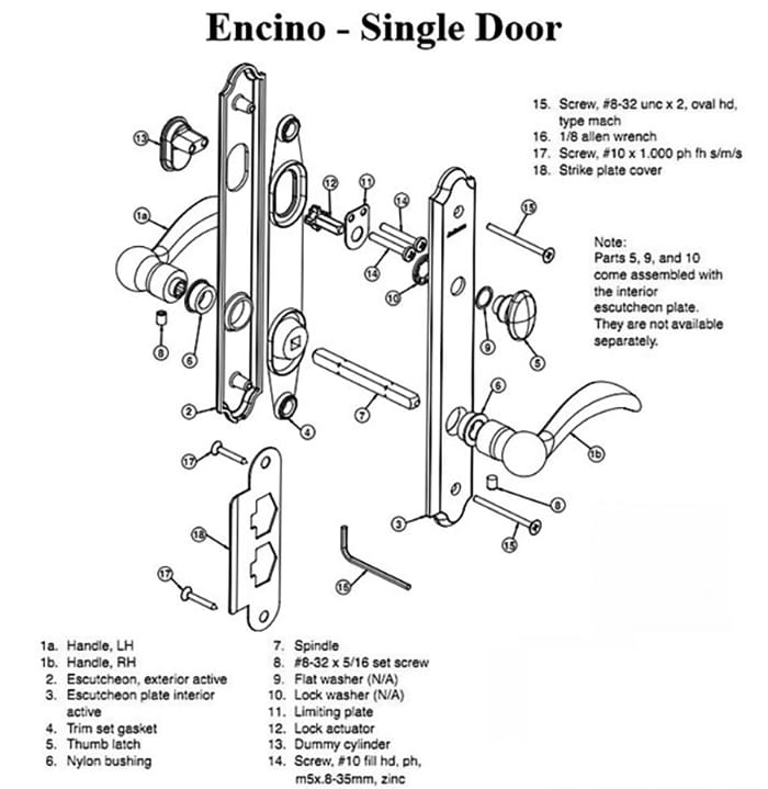 Hardware Kit, Single Door, Encino, Active Door - Distressed Bronze - Hardware Kit, Single Door, Encino, Active Door - Distressed Bronze
