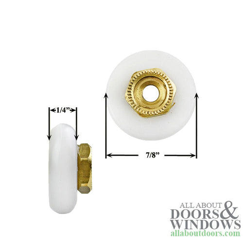 Oval Sliding Shower Door Wheel Rollers and Clear Bumper Set 7/8