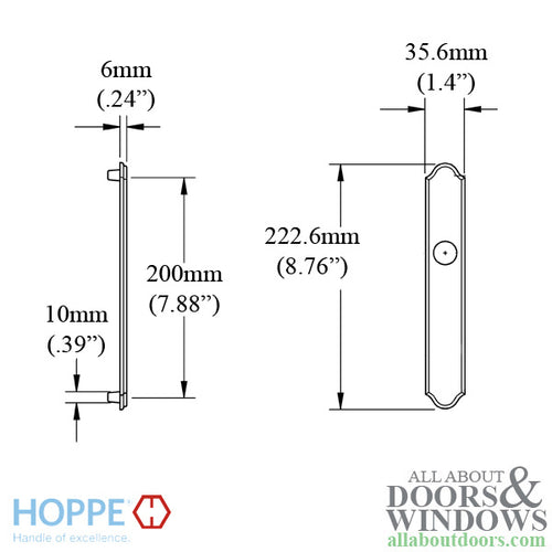 HOPPE Traditional Exterior Backplate M374N for Inactive Handlesets - Antique Brass - HOPPE Traditional Exterior Backplate M374N for Inactive Handlesets - Antique Brass