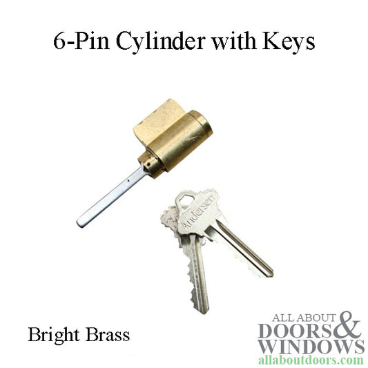 Andersen Gliding Door Cylinder and Keys, 6 Pin Schlage - Bright Brass