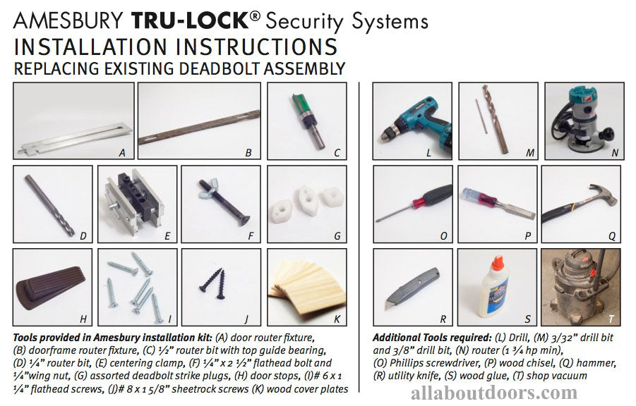 Tru-Lock Deadbolt Installation Kit - Tru-Lock Deadbolt Installation Kit