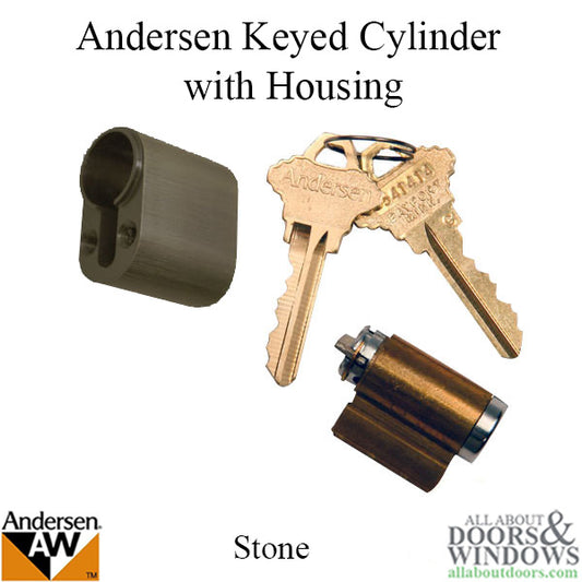 Andersen Lock Cylinder Albany Keyed Lock Cylinder with Housing Fits French Wood Hinged Doors Stone