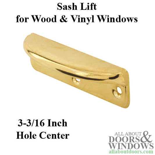 Sash Lift - Wood Sash Hardware, Stamped Steel - Polished Brass