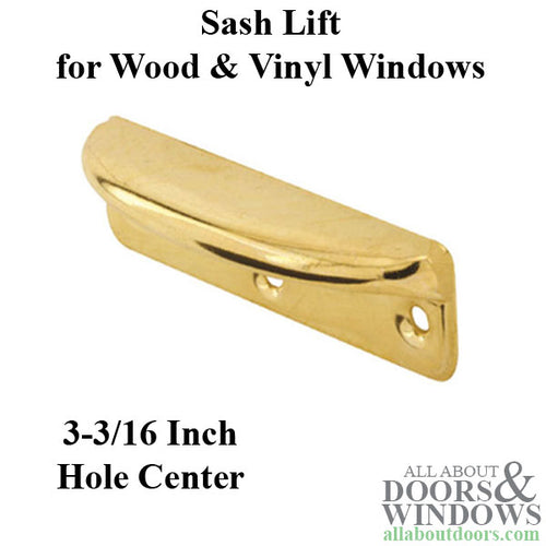 Sash Lift - Wood Sash Hardware, Stamped Steel - Polished Brass - Sash Lift - Wood Sash Hardware, Stamped Steel - Polished Brass