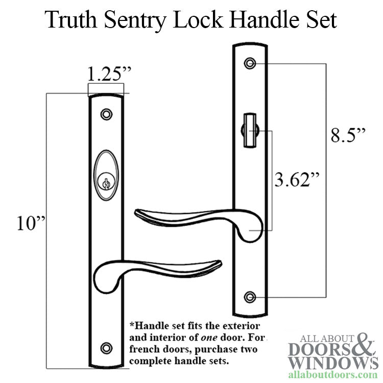 Truth Sentry Lock Handle Set, Modern, Painted over Zinc, Beige - Truth Sentry Lock Handle Set, Modern, Painted over Zinc, Beige