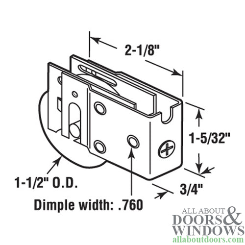 Sliding Patio Door Roller Assembly with Adjustable Steel U Tab Housing 1.5 Inch Steel Ball Bearing Wheel Diameter - Sliding Patio Door Roller Assembly with Adjustable Steel U Tab Housing 1.5 Inch Steel Ball Bearing Wheel Diameter