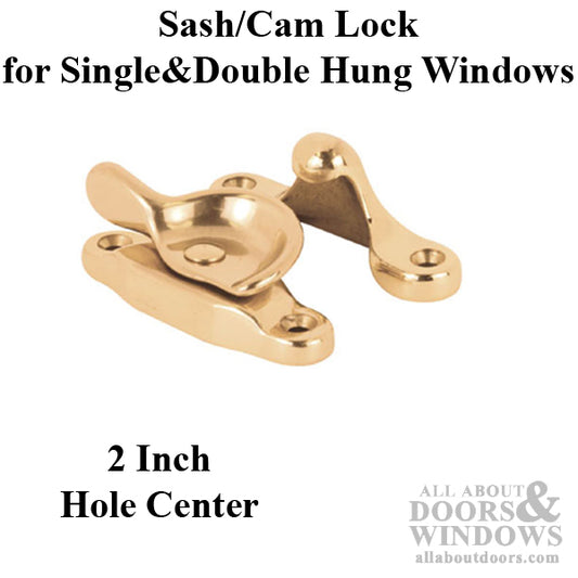 Sash / Cam Lock - Wood Sash Hardware, Solid Brass - Polished Brass