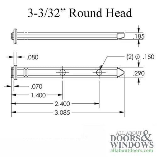 Pivot Bar for Vinyl Tilt Windows 3-1/8 Inch - Pivot Bar for Vinyl Tilt Windows 3-1/8 Inch