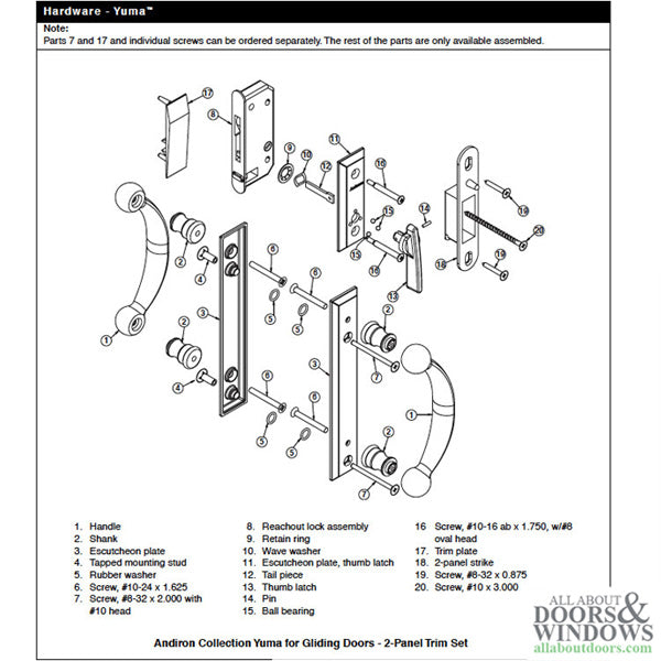 Andersen Frenchwood Gliding Door - Lock Assembly w/Keys, Yuma - Left Hand - Distressed Nickel - Andersen Frenchwood Gliding Door - Lock Assembly w/Keys, Yuma - Left Hand - Distressed Nickel