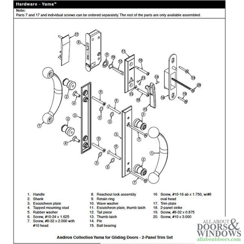 Andersen Frenchwood Gliding Door - Lock Assembly w/Keys, Yuma - Left Hand - Distressed Nickel - Andersen Frenchwood Gliding Door - Lock Assembly w/Keys, Yuma - Left Hand - Distressed Nickel